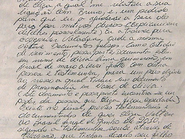 Carta utilizada pela defesa do Goleiro Bruno (Foto: Reprodução)
