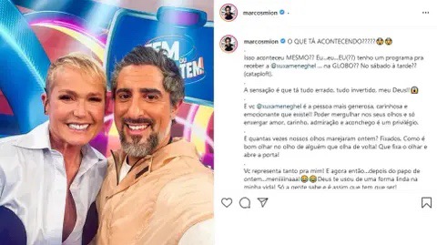 Após receber Xuxa no Caldeirão, Marcos Mion deixa recado para a apresentadora e envolve a Record: 'Tá tudo errado'