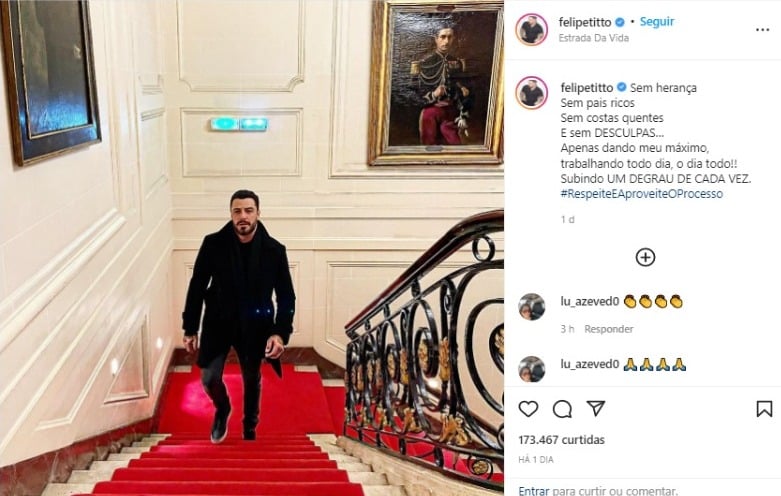 Post de Felipe Titto no Instagram (Foto: Reprodução)