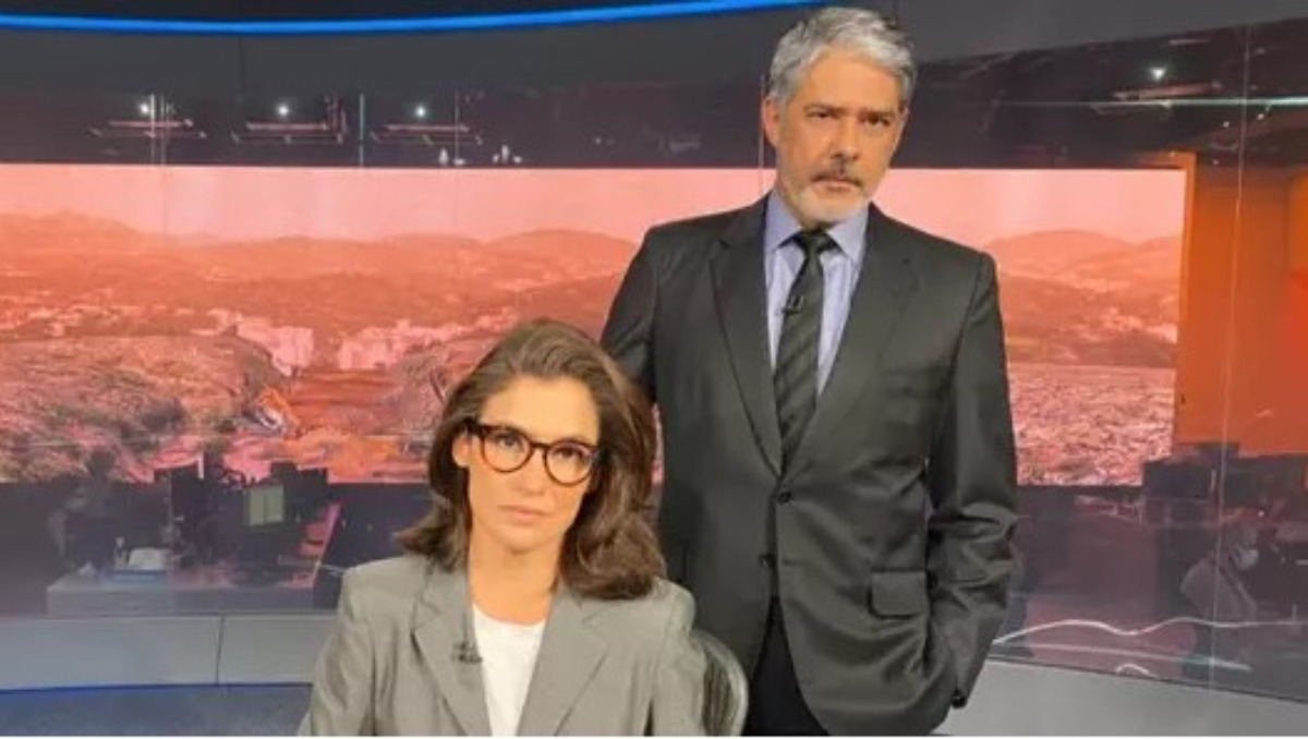 Os âncoras do Jornal Nacional da Globo, William Bonner e Renata Vasconcellos (Foto: Reprodução/Globo)