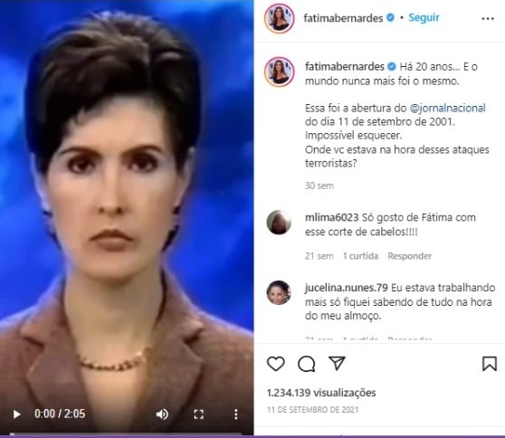Post de Fátima Bernardes sobre o atentado terrorista (Foto: Reprodução/Instagram)