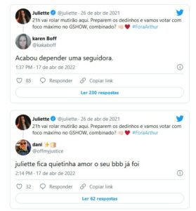 BBB22: Juliette é detonada após suposta campanha para eliminar Arthur: "Fica quietinha" (Foto: Reprodução / Twitter)