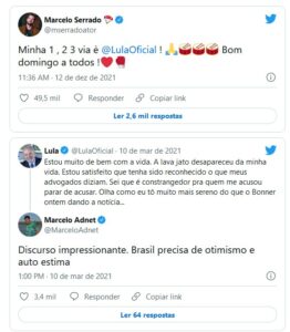 Artistas se dividem ao apoiar Lula ou Bolsonaro, candidatos à Presidência nas próximas eleições (Foto: Reprodução / Twitter)