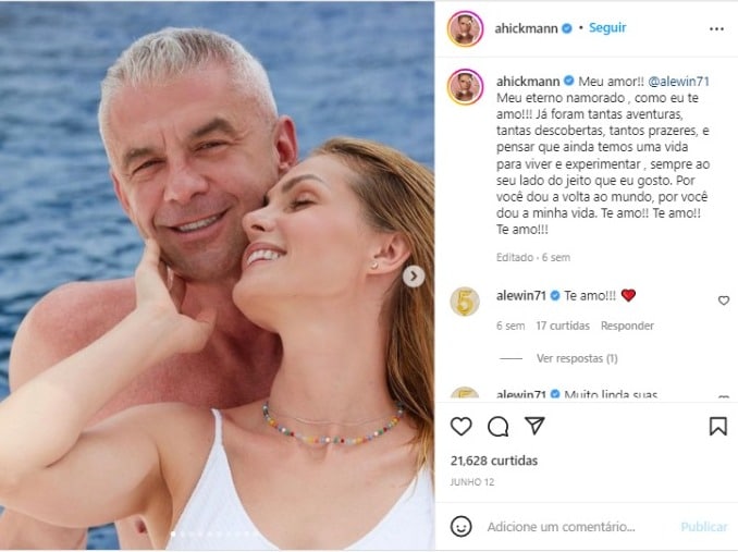 Ana Hickmann se declarou para Alexandre Corrêa nas redes sociais (Foto: Reprodução/Instagram)
