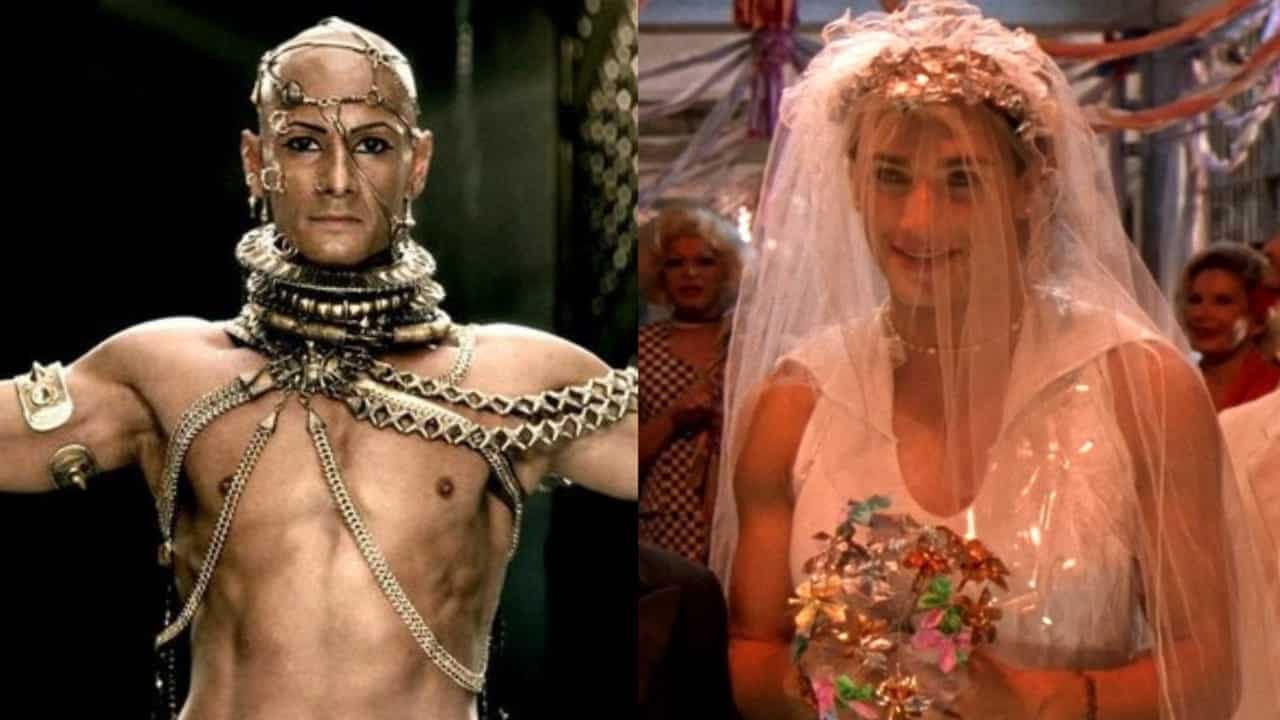 Rodrigo Santoro como Xerxes, em 300 e com Lady Di, em Carandiru (Foto: Reprodução/Montagem)
