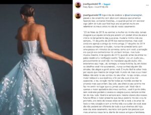 Sempre presente nas redes sociais, João Figueiredo, marido de Sasha Meneghel publicou um textão para a esposa (Foto: Reprodução / Instagram)