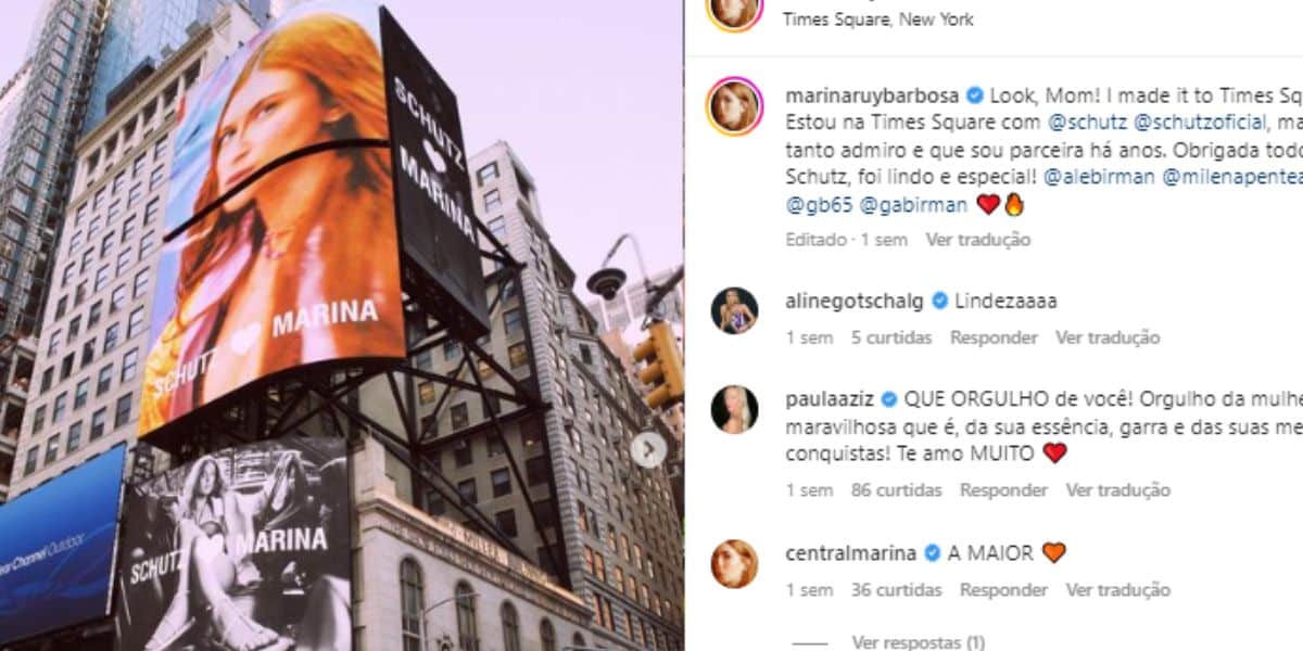 Marina Ruy Barbosa fala sobre ter sua foto estampada na Time Square em Nova York