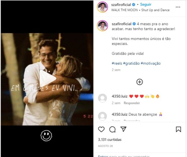 Luciano Szafir posta vídeo nas redes sociais (Foto: Reprodução/Instagram)