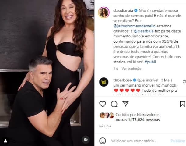 Claudia Raia revela que está grávida aos 55 anos (Foto: Reprodução/Instagram)