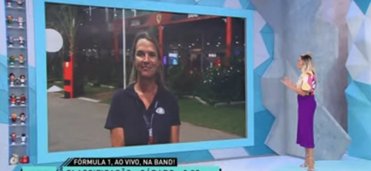 A famosa apresentadora da Band fez um elogio ao vivo para a repórter do Jogo Aberto (Foto: reprodução)