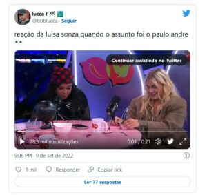 No susto, Luísa Sonza deixa escapar romance com ex-BBB22 Paulo André durante programa ao vivo: "Pelo amor de Deus" (Foto: Reprodução / Twitter)