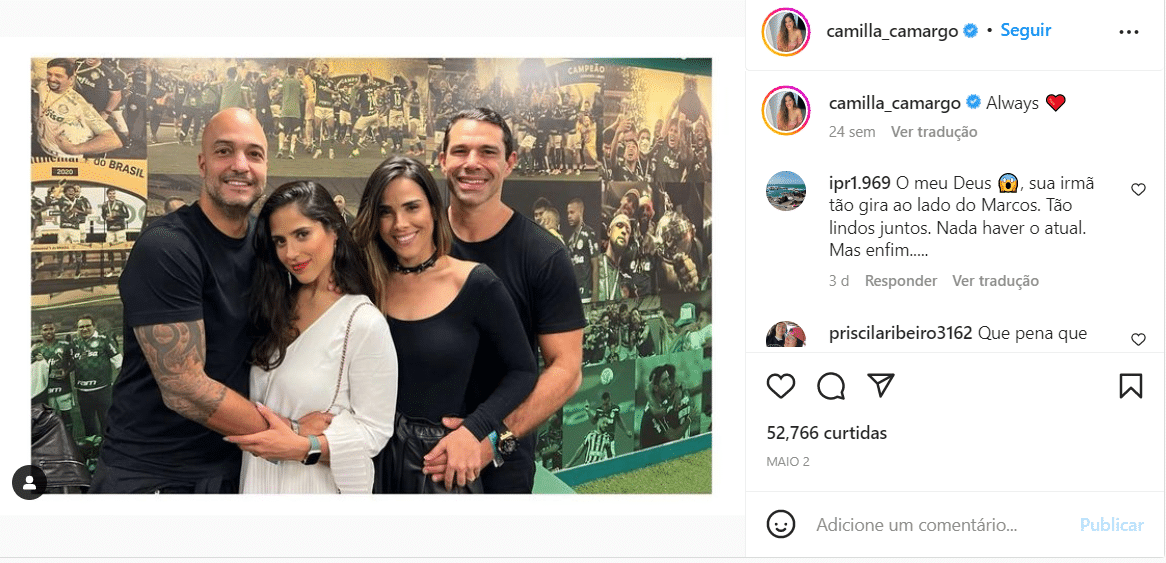 Momento compartilhado no perfil de Camilla Camargo em seu Instagram (Foto Reprodução/Instagram)