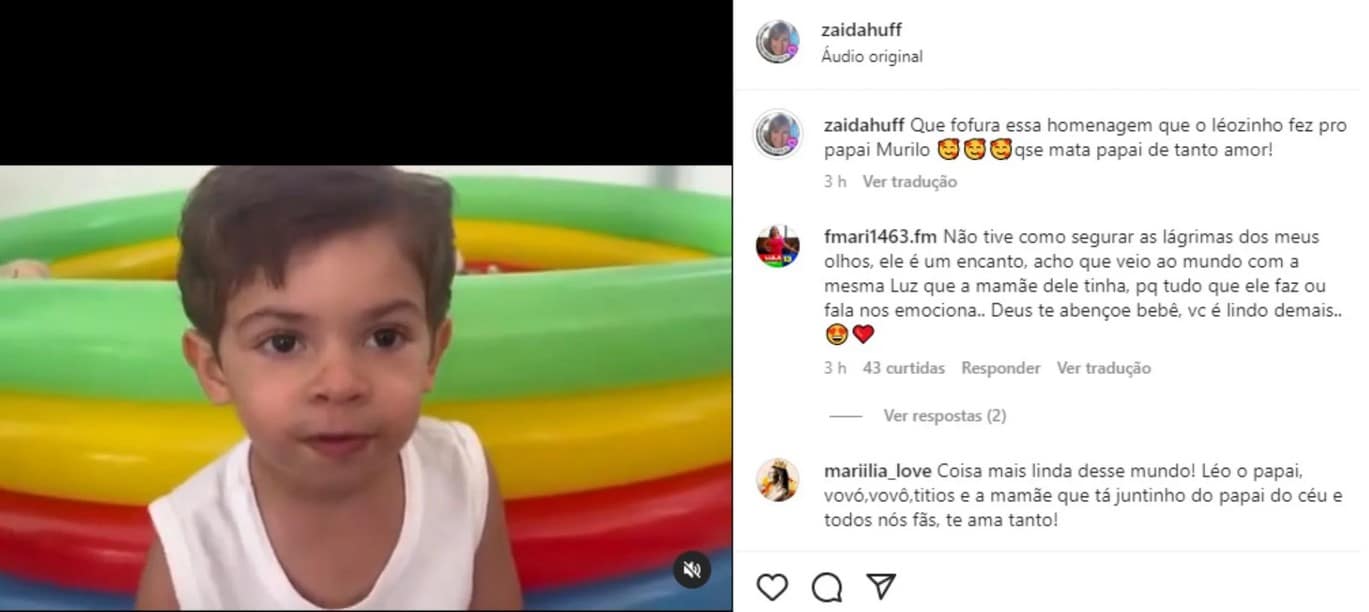 Mãe de Murilo Huff compartilhou vídeo emocionante do neto (Foto: Reprodução / Instagram)