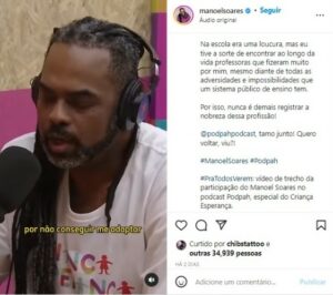 Apresentador da Globo, Manoel Soares relatou que já precisou ser afastado e expôs motivo (Foto: Reprodução / Instagram)