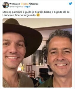 Marcos Palmeira, intérprete de José Leôncio em Pantanal ao lado de Guito (Tibério) (Foto: Reprodução / Twitter)