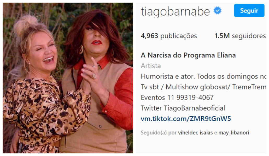 Tiago também faz sucesso nas redes sociais (Foto Reprodução/Montagem/Instagram)