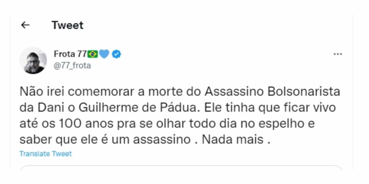 Alexandre Frota posta declaração surpreendente sobre morte de Guilherme de Pádua (Imagem Reprodução Twitter)