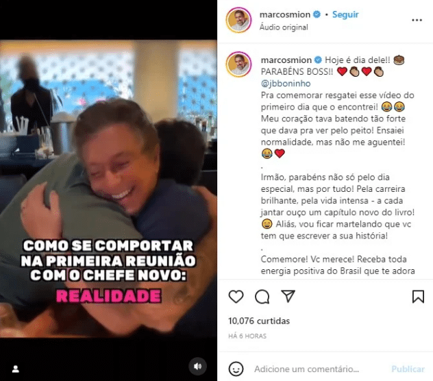 O famoso apresentador do Caldeirão compartilhou um vídeo especial ao lado do diretor da Globo (Foto: Reprodução)