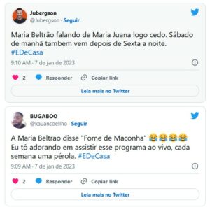 A apresentadora Maria Beltrão cometeu um deslize na manhã deste sábado (7) no É de Casa (Foto: Reprodução / Twitter)