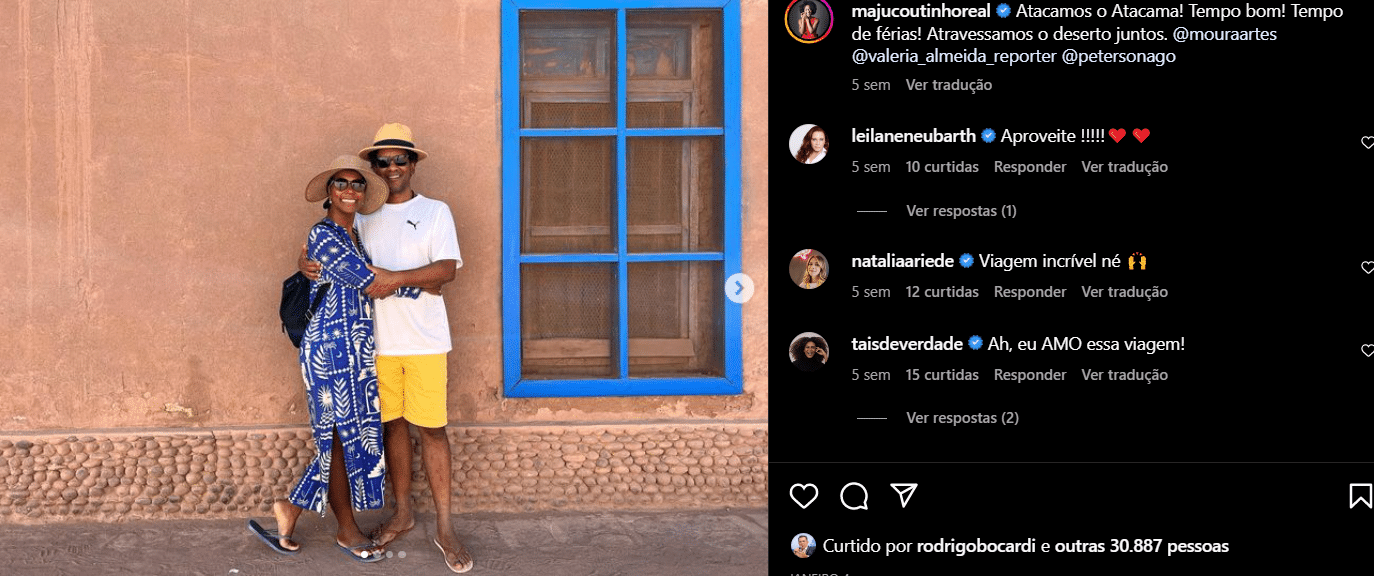 Publicação de Maju Coutinho nas redes sociais com seu grande amor (Foto Reprodução/Instagram)