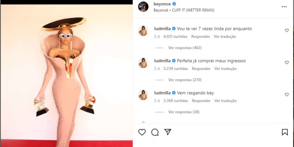 Ludmilla gasta fortuna com ingressos para ver Beyoncé e é criticada por internautas (Imagem Reprodução Instagram)