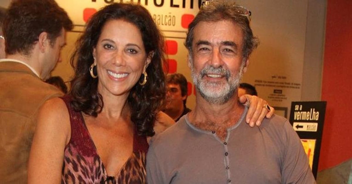 A atriz e seu marido, o cartunista Miguel Paiva