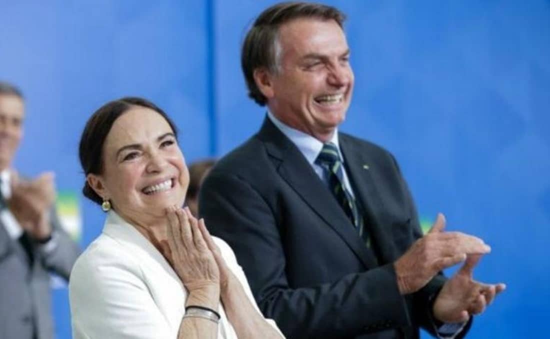 Regina Duarte e Bolsonaro no Palácio do Planalto