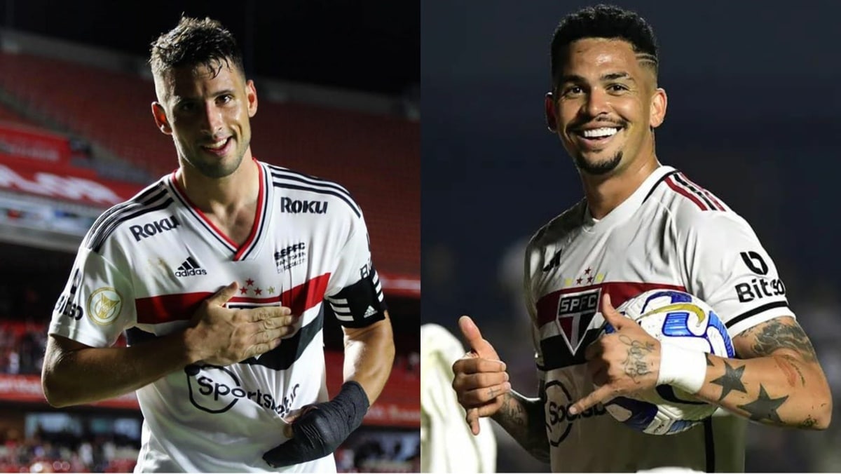 O jogador de futebol, Luciano pode susbtituir Calleri nas próximas semanas? (Fotos: Reprodução/ Divulgação/ São Paulo/ Montagem)