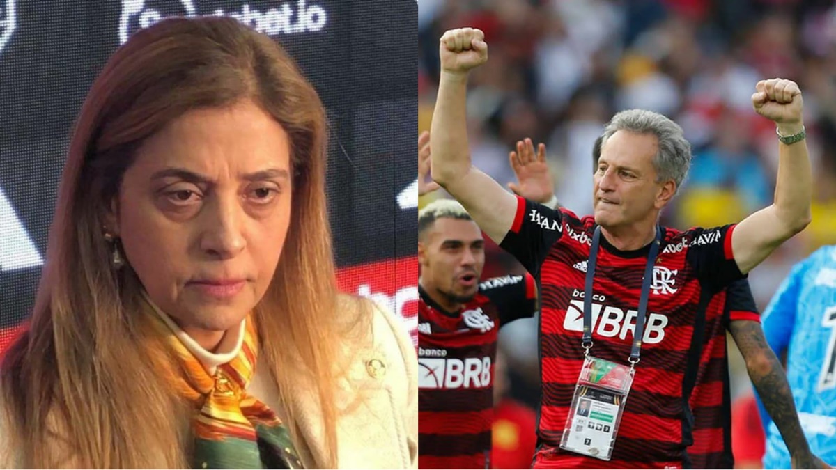 Leila Pereira, presidente do Palmeiras, e Landim, presidente do Flamengo (Fotos: Reprodução/ Lance!/ Montagem/ CRF)
