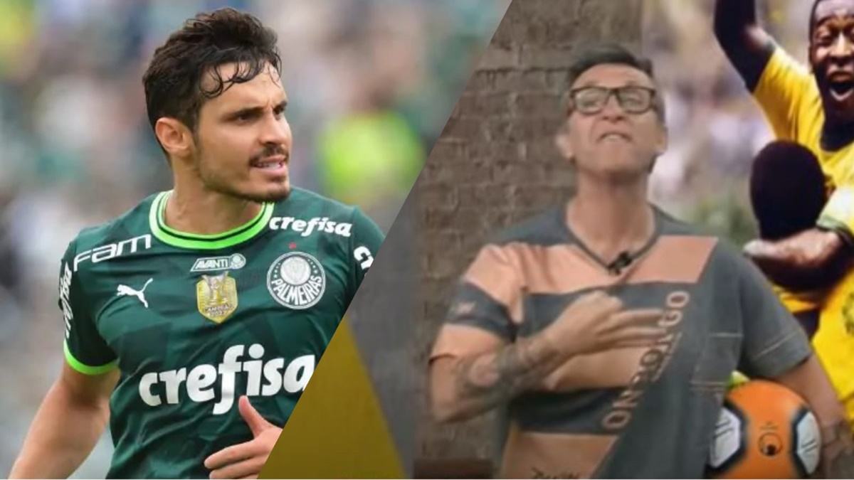 Craque Neto entrega futuro de Raphael Veiga no Palmeiras (Foto: Reprodução/ SE Palmeiras/ Os Donos da Bola/ Band/ Montagem)