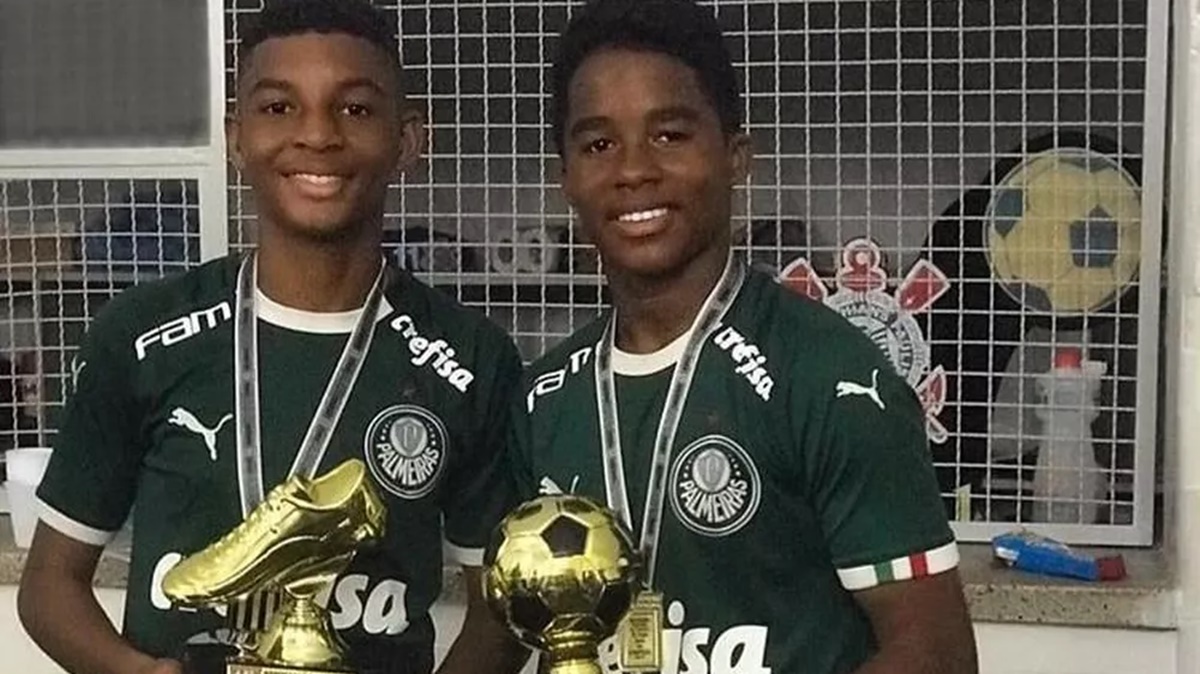 Luís Guilherme e Endrick, quando foram promovidos ao Sub-17 do Palmeiras e se destacaram (Foto: Reprodução/ SEP)
