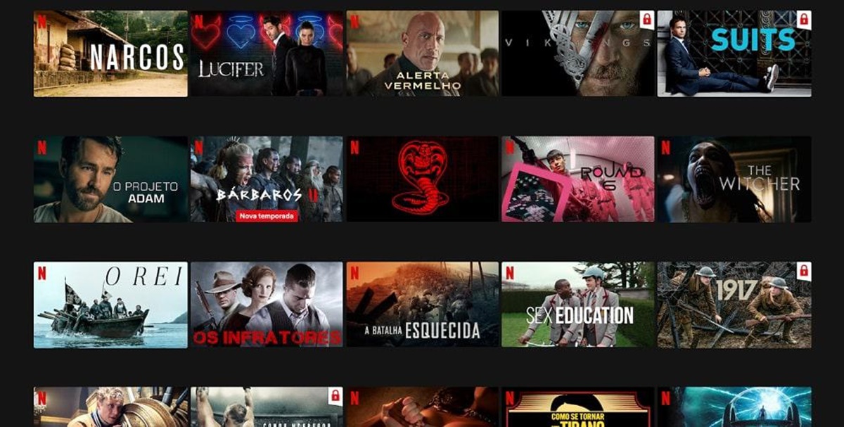 Catálogo da plataforma de streaming da Netflix (Foto: Reprodução/ Internet)