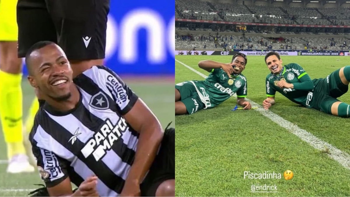 Marlon Freitas piscou e Veiga + Endrick retribuíram com título nas mãos (Fotos: Reprodução/ Globo/ Instagram/ Montagem)